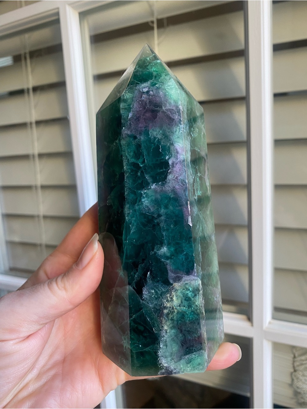 💚💜 Rainbow Fluorite Tower — 6” Tall x 2.5” Wide 💜💚